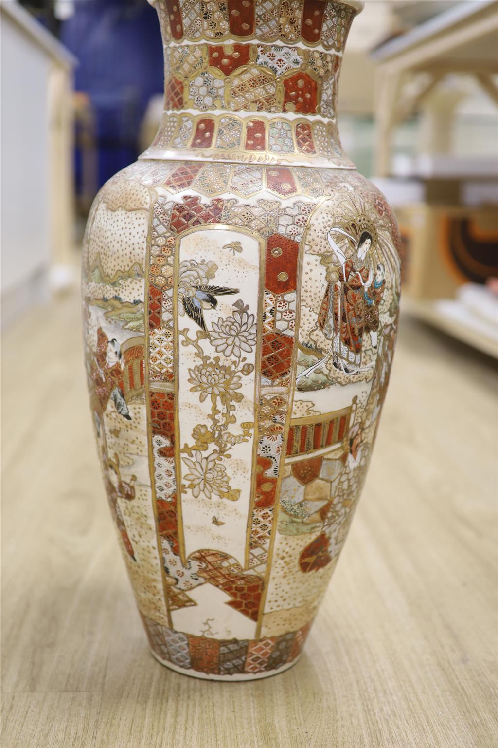 A large Satsuma pottery vase, height 63cm